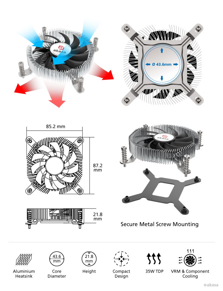 Dissipatore CPU AKASA AK-CC6601EP01 – Basso Profilo Per LGA1700